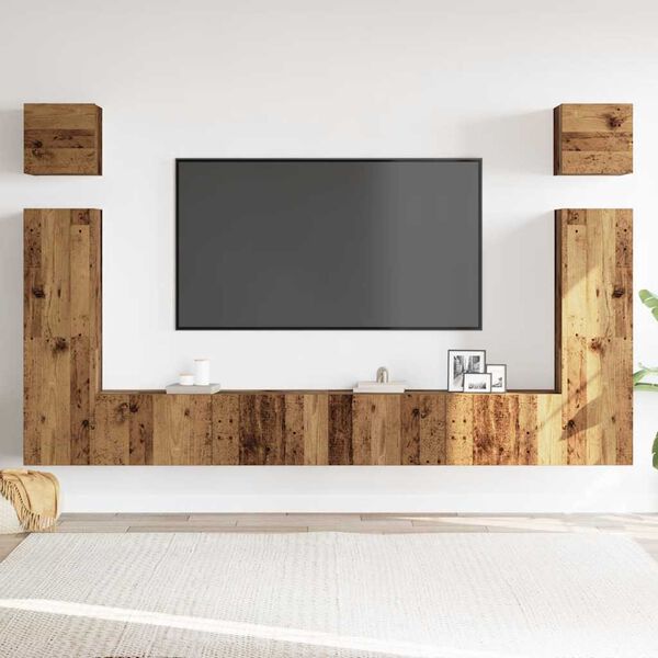 vidaXL TV Cabinet Set Set of 6 Old wood Engineered wood Large