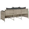vidaXL Patio Sofa with Cushions 3-Seater Light Grey Poly Rattan