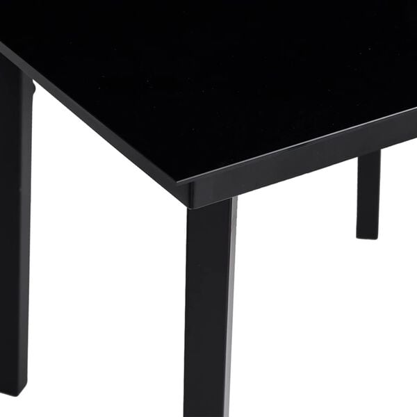 vidaXL Garden Dining Table Black Powder-coated steel, glass Medium Tough