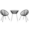 vidaXL Dining Set Black Round PVC Rattan Decorative Inlays Dining Set
