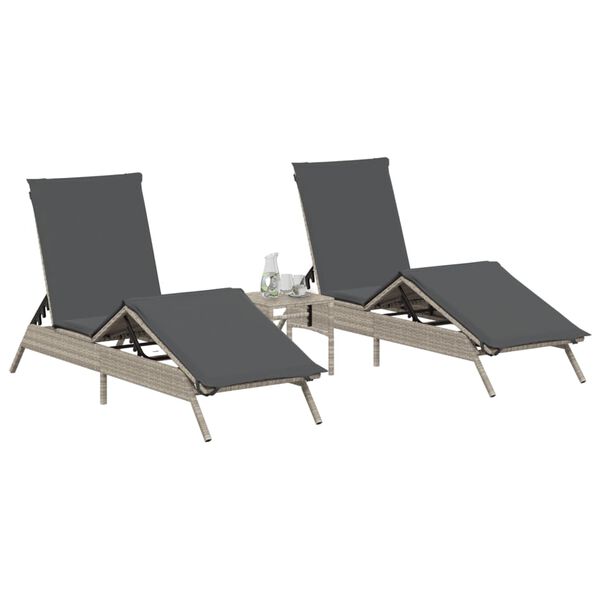 vidaXL Sun Lounger Light Grey PE rattan, powder-coated steel Standard