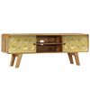 vidaXL TV Cabinet Natural Mango Wood with Gold Print Solid Mango Wood