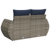 vidaXL Patio Sofa with Cushions 2-Seater Gray Poly Rattan