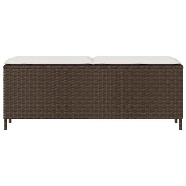 vidaXL Patio Bench with Cushion Brown 43.3x11.8x15.9" Poly Rattan