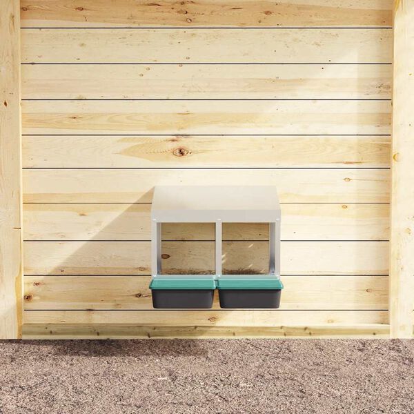 vidaXL Chicken Nesting Box 2 Compartments Wall-Mounted Galvanised Steel