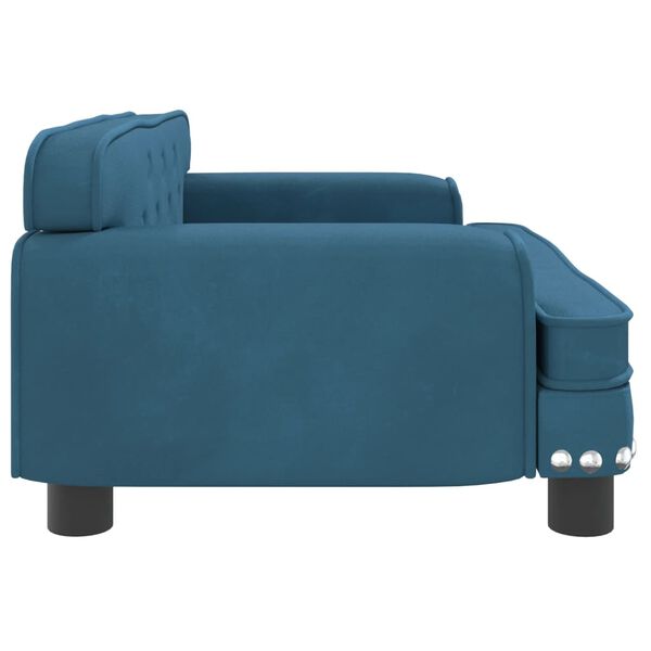 vidaXL Kids Sofa Blue Velvet, pine wood, foam, plastic Mini Modern