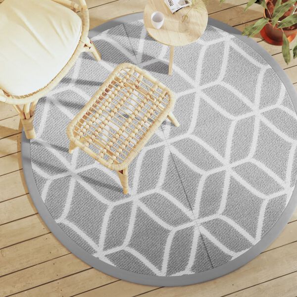 vidaXL Outdoor Carpet Grey Polypropylene Ø63.0 in Reversible Area Rug