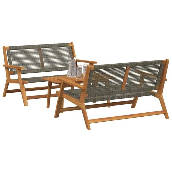 vidaXL Garden Chairs with Table 3 pcs Gray 35.4" x 17.7" x 15.7