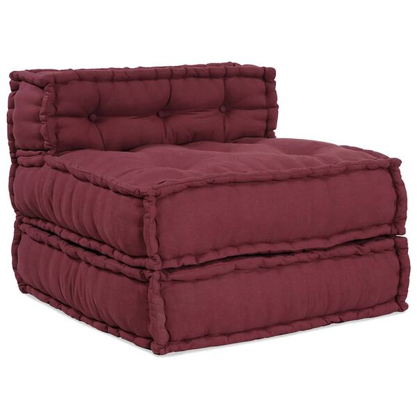 vidaXL Pouffe Maroon Cotton 27.6 in x 27.6 in x 21.3 in