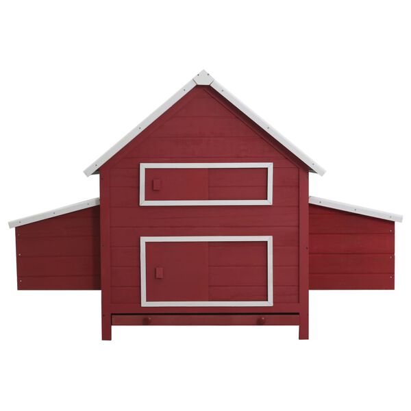 vidaXL Chicken Coop Red and white, Green roof