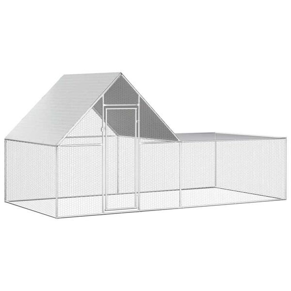 vidaXL Chicken Coop Silver Galvanized Steel Large Chicken Coop