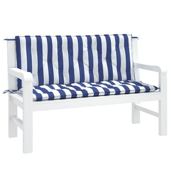vidaXL Garden Bench Cushion Set of 2 Blue and White Stripe
