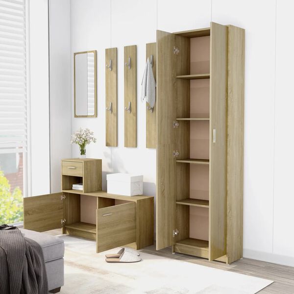 vidaXL Hallway Wardrobe Sonoma Oak Engineered Wood Compact