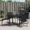 vidaXL Garden Chair Set of 4 Black Textilene fabric, Powder-Coated Steel