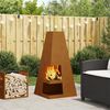 vidaXL Fire Pit Brown 19.69 x 19.69 x 39.37 in Steel