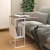 vidaXL Side Table White and Brown Engineered Wood and Iron Standard