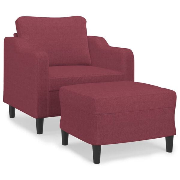 vidaXL Sofa Chair With Footstool Wine Red