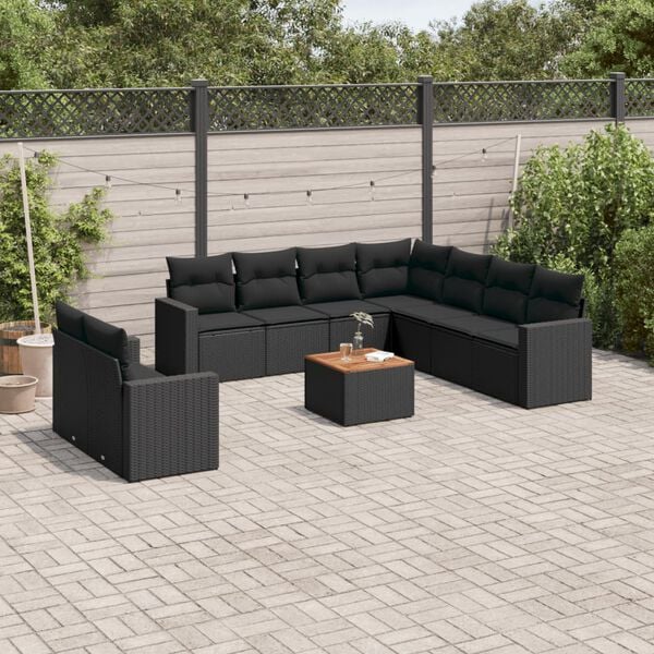 vidaXL Garden Sofa Set Black, Brown