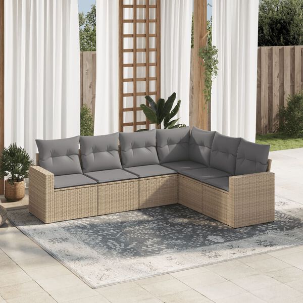 vidaXL Garden Sofa Set Beige, Light grey
