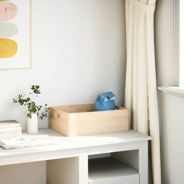 vidaXL Wooden Box Natural Solid pine wood Medium Storage Box