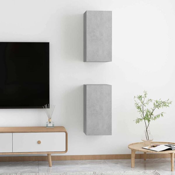 vidaXL Wall TV Cabinet 2 pcs Concrete Grey 12.20 x 11.81 x 23.62 in