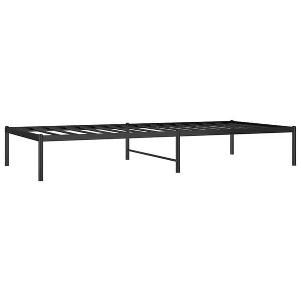 vidaXL Bed Frame Black Powder-Coated Steel Twin Bed Frame Rectangular