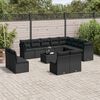 vidaXL Garden Sofa Set Black PE Rattan, Powder-coated steel, Tempered glass