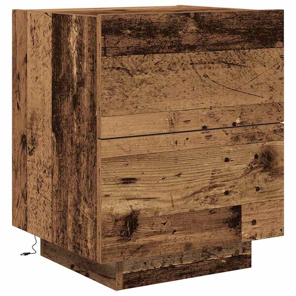 vidaXL Bedside Cabinet with Drawer Old Wood 17.72 x 15.75 x 21.65 in