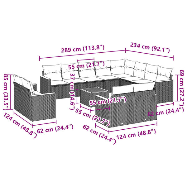 vidaXL Garden Sofa Set Black