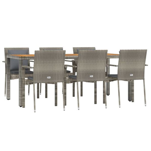 vidaXL Garden Dining Set Grey with dark grey cushions