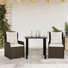 vidaXL 3 Piece Patio Dining Set with Cushions Brown Poly Rattan