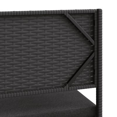 vidaXL Patio Sofa with Table and Cushions L-Shaped Black Poly Rattan