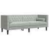 vidaXL 3 Piece Chesterfield Sofa Set with Bolsters Light Gray Velvet