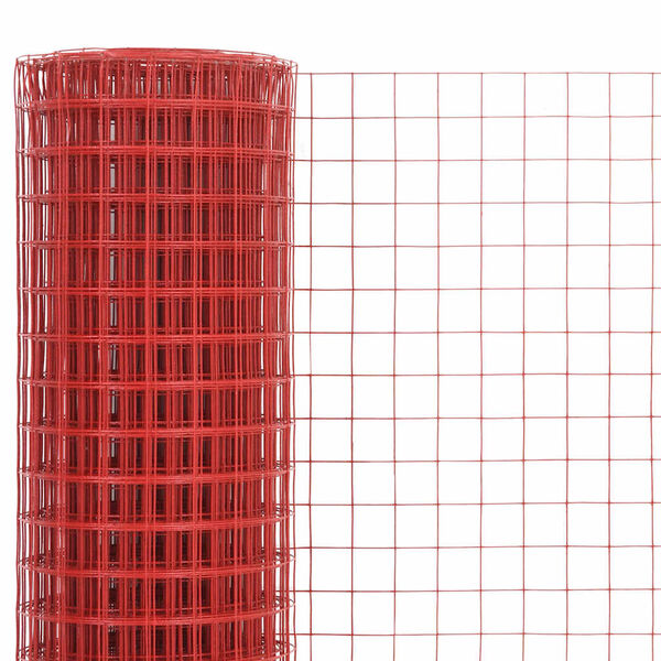 vidaXL Chicken Wire Fence Steel with PVC Coating 32.8x3.3' Red