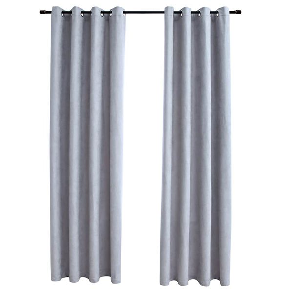 vidaXL Blackout Curtains with Metal Rings 2 pcs Grey 55.1x96.5"