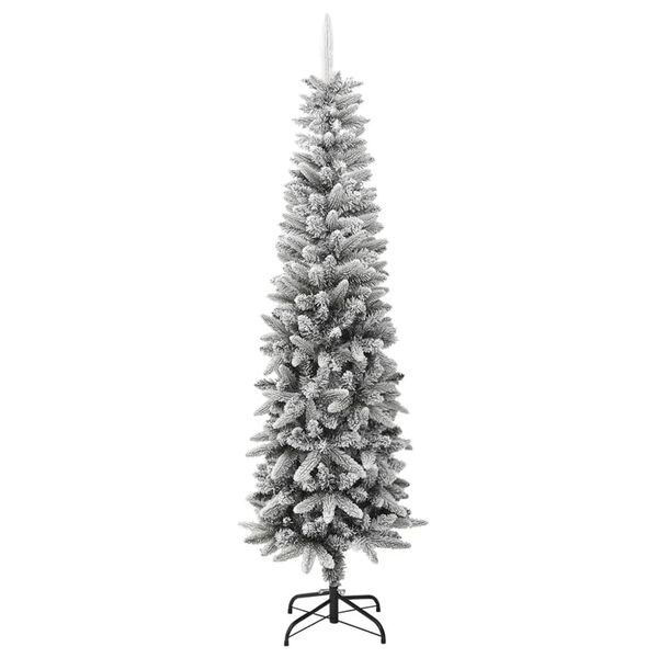 vidaXL Christmas Tree White and green PVC, PE, Steel Slim Christmas Tree