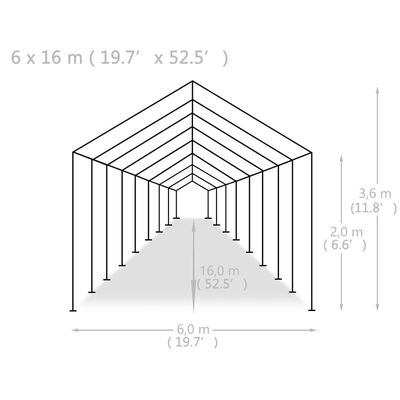 vidaXL Party Tent PE 19.7'x52.5' White