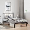 vidaXL Bed Frame Black Powder-Coated Steel Twin Bed Frame Rectangular
