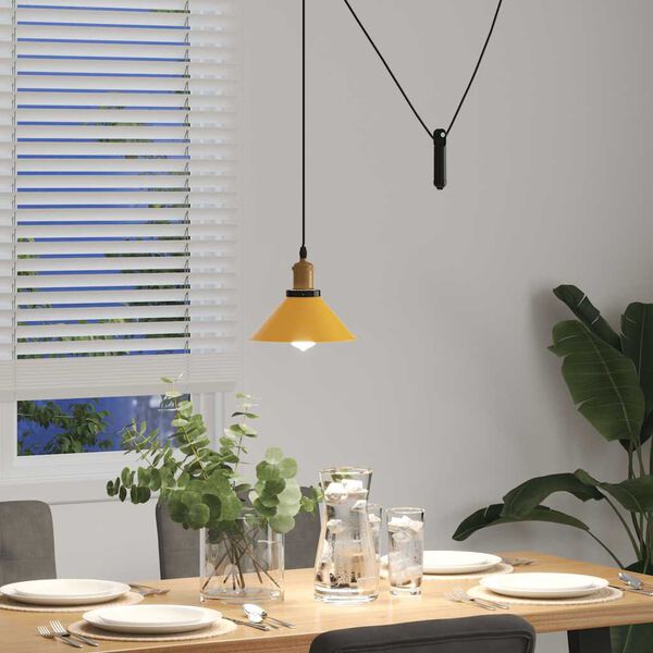 vidaXL Pendant Lamp Gloss Yellow Metal Medium Height-Adjustable