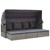 vidaXL Sun Lounger Mixed grey, Dark grey PE rattan, Polyester fabric, Steel
