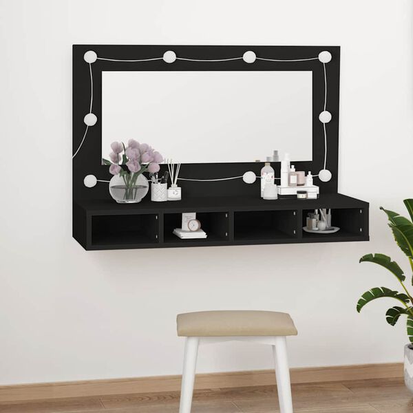 vidaXL Mirror Cabinet Black Engineered wood, acrylic Medium