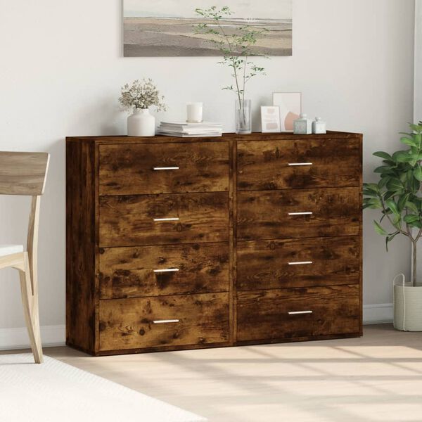 vidaXL Sideboards 2 pcs Smoked Oak 23.6"x12.2"x33.1" Engineered Wood