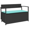 vidaXL Patio Storage Bench with Cushion Black Poly Rattan