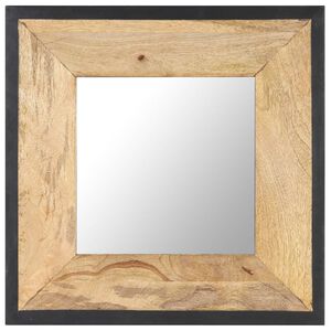 vidaXL Mirror Natural wood tone Solid mango wood 19.7 x 19.7 in