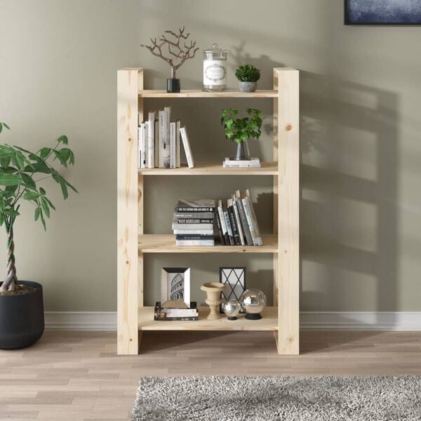 vidaXL Book Cabinet Natural wood Solid pine wood Medium Book Cabinet