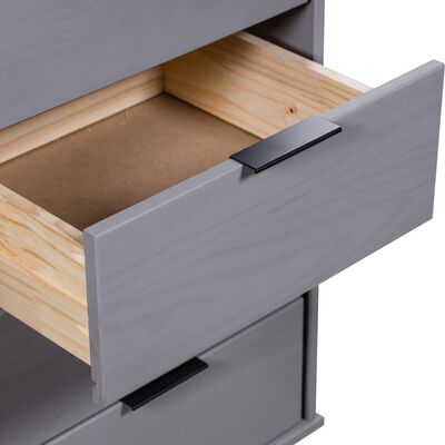 vidaXL Drawer Cabinet Gray 17.7"x15.6"x35.6" Solid Pine Wood