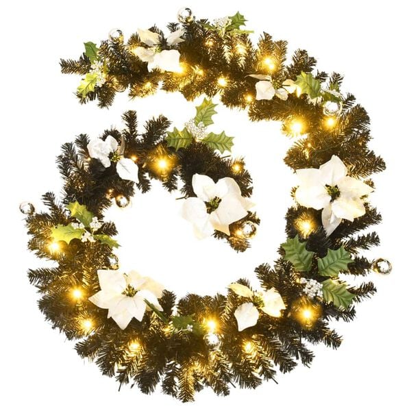 vidaXL Christmas Garland Black and silver PVC 2.7 m Christmas Garland