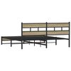 vidaXL Bed Frame Sonoma Oak Steel Double Bed Frame Rectangular
