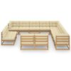 vidaXL Garden Lounge Set Honey brown Solid pinewood, 100% polyester fabric