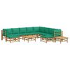 vidaXL Garden Lounge Set Natural Bamboo, Green Cushions Bamboo, Polyester
